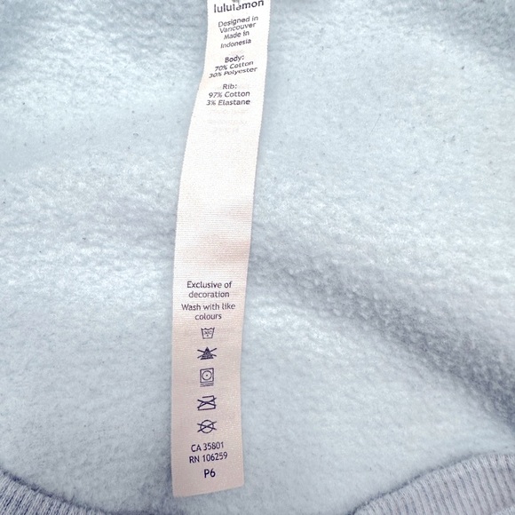 LULULEMON Light Blue Crewneck Sweatshirt Kangaroo Pocket Size 12 - Picture 6 of 6